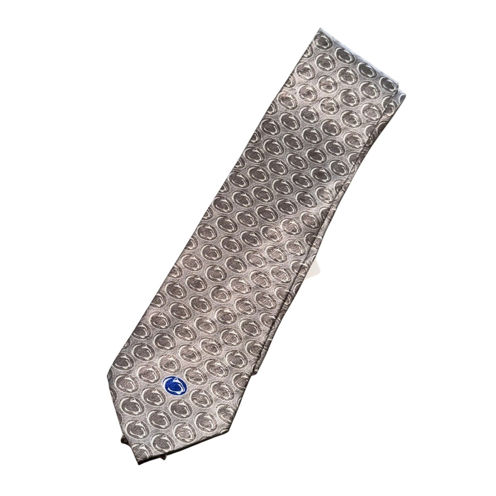 Penn State Necktie One Size Silver Grey Nittany Lions Tonal Logo Silk USA tie